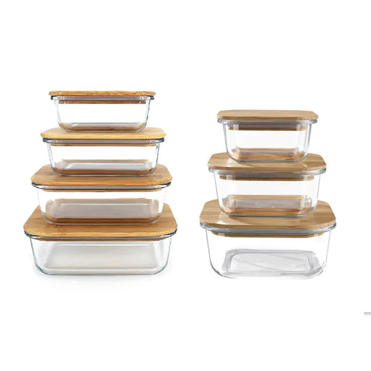 Glass lunchbox with wooden lid